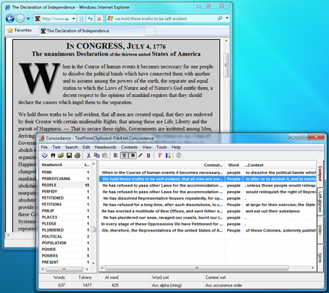 Analyse text from open Windows programs